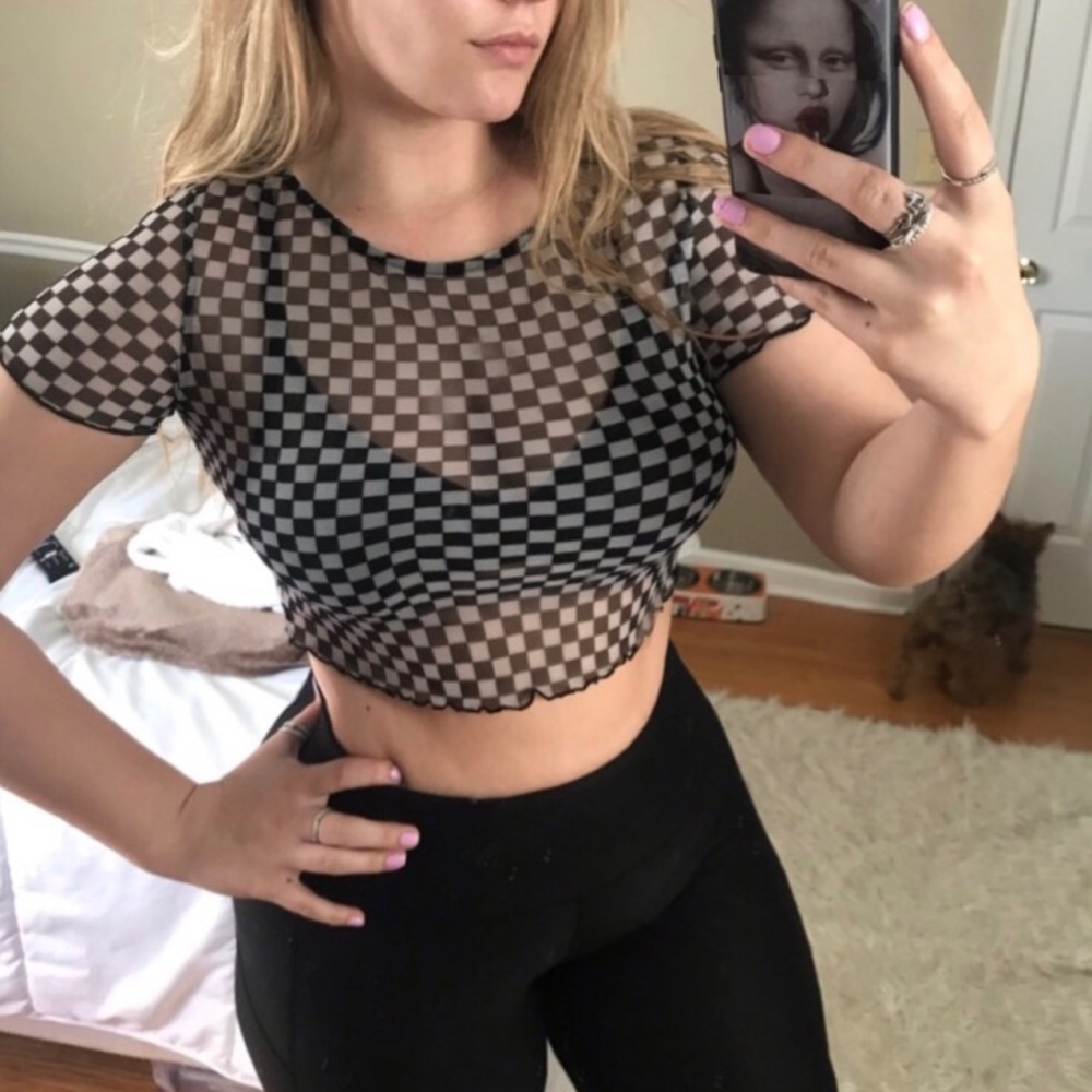 Sheer checkered top